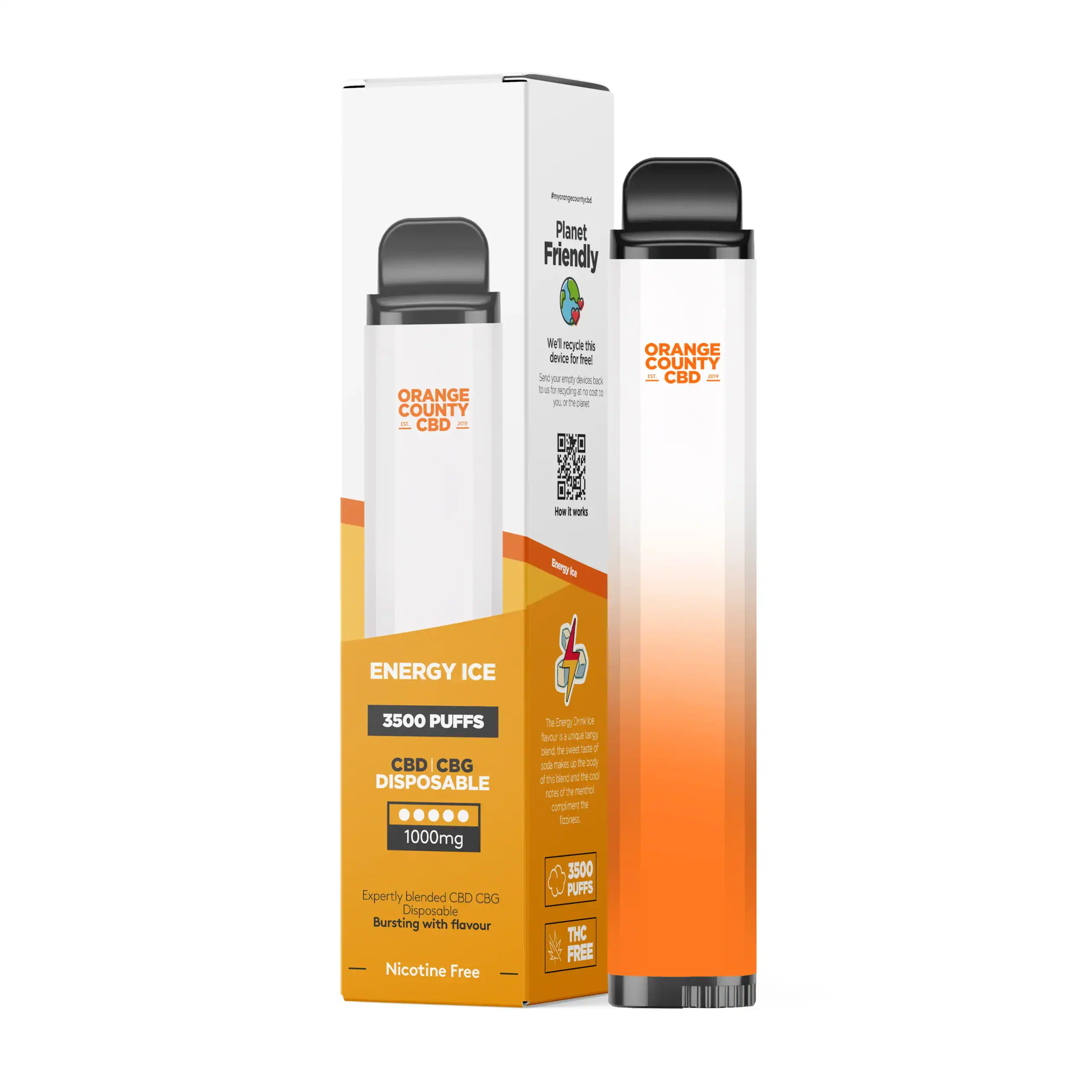 Energy Ice CBD+CBG disposable 3500 ťahov Orange County 10ml