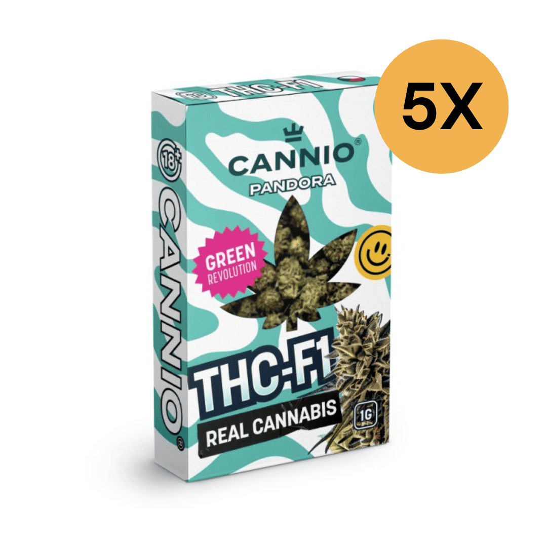 Výhodné balenie 5x THC-F1 konopné kvety CANNIO 1g